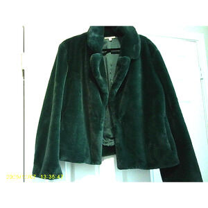 VINTAGE Gianni Bini Ladies Faux Fur Coat Size XL with pockets Beautiful GREEN